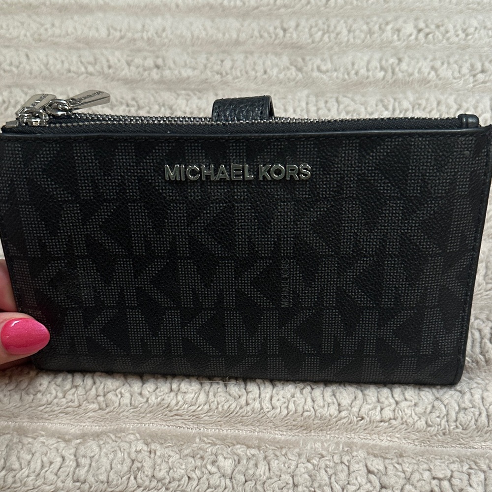 Michael Kors Black Logo Zip Wallet